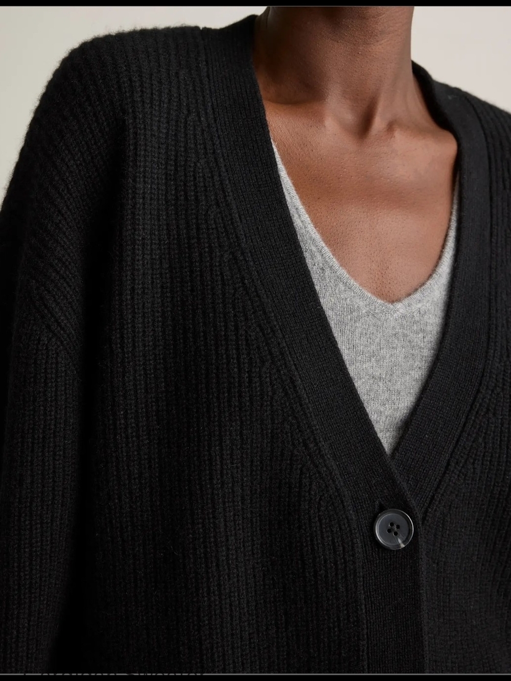 Quince Mongolian Cashmere Oversized Boyfriend Cardigan Sweater Black, Sz M, Nwt